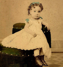 1870s~ID'd Fayette County Girl~Large Antique Hand Tinted Photograph~Pennsylvania picture
