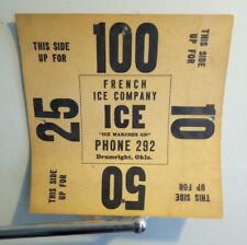 1930s French Ice Co. Drumright,Ok. Cardboard Sign. 11x11 picture