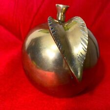 Vintage Solid Brass Apple Paperweight Heavy Office Desktop Decorative Made Korea picture
