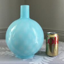Vintage Murano Lamp Globe 10.5” Cased Optic Quilted Glass Aqua Blue Vetrarti picture