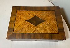 Quality antique handmade wooden marquetry glass lined cigar tobacco humidor box picture