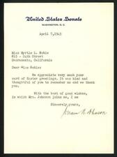 HIRAM JOHNSON (1866-1945) signed letter | Governor/Senator California autograph picture
