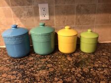 4 Mint Disney Hidden Mickey Mouse Ceramic Canisters Cookie Jars Lid Portugal picture