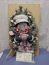 The Ohio State Buckeyes Illuminated Snowman Wreath By Hawthorne Village With COA picture
