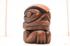 Antique Northwest Coast Hand Carved Figural Totem Haida Frog Statue Carving VTG picture