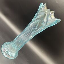Vintage Imperial Modern Carnival Glass Gothic Arches Ice Blue Vase Iridescent picture