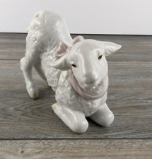 Lladro - 1997 Daisa Hand Made in Spain - Baby Girl Lamb Pink Bow Figurine - picture
