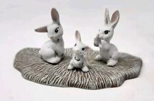 Vintage White Bunny Rabbit Figurines Family Small Mini Miniature Cute Chalkware  picture