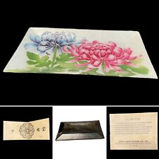 Vintage Japanese Cloisonne JAPAN SHIPPO ENAMEL CO Floral Enamel TRAY & Paperwork picture
