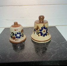 (2) Vintage Tonala Pottery Bells - Hand Painted Floral Design - Mexican Folk Art picture