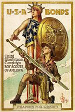 WWI Boys Scouts USA Bonds Vintage Style Liberty Loan Poster - 24x36 picture