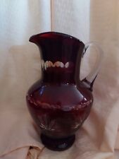 Awesome  Vintage  Red Glass 11 Inch High Pitcher picture