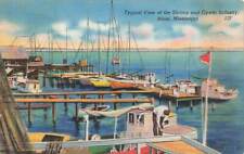 c1930s-40s Shrimp Oyster Boats Docks People Linen Biloxi MS P410 picture