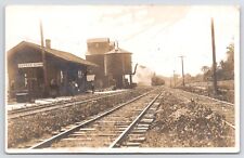 Little York~Train Approach~Railroad Depot~Grain Tower~RPPC 1908 Eleanor~Rozetta picture