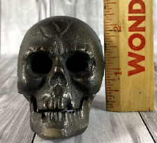 Vintage Replica Cast Iron Skeleton Skull Beer Bottle Opener 3D Hinged Jaw picture