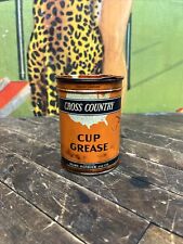 VINTAGE CROSS COUNTRY 1 LB CUP GREASE CAN TIN SIGN UNITED STATES SEARS ROEBUCK picture