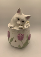 Lenox BUTTERFLY MEADOW Kitten Cat Cookie Jar 10 1/2