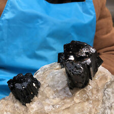 6.88LB Natural black tourmaline quartz crystal rough mineral specimens healing picture