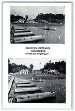 c1940 Riverview Cottages Canoe Boat Munuscong Barbeau Michigan Vintage Postcard picture