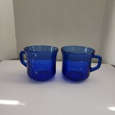 Vintage Pair of Forte Crisa Mexico Cobalt Blue Glass Coffee Cups picture