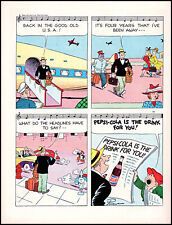 1947 Pepsi Cola businessman airport Color Cartoon vinatge art print ad LA43 picture
