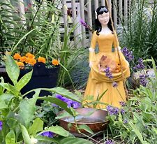 Vintage 22” H Ceramic Flower Tending Lady Figurine/Indoors Or Outdoor / picture