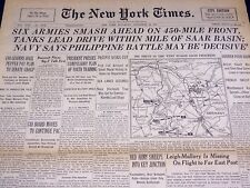 1944 NOV 18 NEW YORK TIMES - TANKS DRIVE WITHIN MILE OF SAAR BASIN - NT 2602 picture