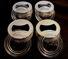 4 - PRESTO Glass Canning Lids ~ REGULAR MOUTH ~ Mason Jar Antique Fruit Closures picture