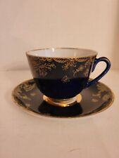 Vintage Lomonosov USSR Cobalt Blue & Gold Cup and Saucer picture