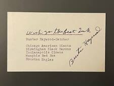Buster Haywood Autographed Index Card Negro League Star Hank Aaron's 1st Coach picture