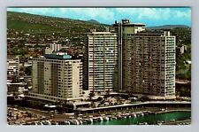 Honolulu HI-Hawaii Ilikai Hotel Overlooks Yacht Harbor Antique Vintage Postcard picture