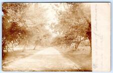1908 RPPC ROYAL OAK MARYLAND MD POSTMARK TREE LINED DIRT ROAD SCENE POSTCARD picture