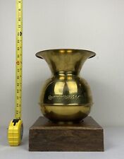 Large 13” Tall Copenhagen Skoal Double Sided Spittoon Brass & Wood VGC RARE picture