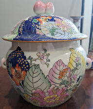 Beautiful Ginger Jar Decorated with Cabbage Leaves with Matching Candlesticks picture