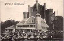 Vintage 1910s UNIVERSITY OF WISCONSIN Madison Postcard Rowing Crews / Boat House picture