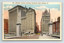 c1922 WB Postcard Chicago IL Univercity Club Michigan Ave Pageant Progress Expo picture
