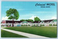 c1950's Colonial Motel & Restaurant Cottages Classic Car Weiser Idaho Postcard picture