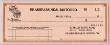 Maud, Oklahoma c1929 Unused Brashears-Neal Studebaker Erskine Check -Scarce picture