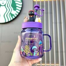 Starbucks China 2021 Halloween Night Elf Purple 18oz Glass Mason Straw Cup New picture