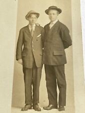 H4 RPPC Postcard Photograph 2 Handsome Brothers 1920's Hat Suits Young Men picture