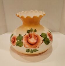 Large Vintage Floral Gone With The Wind Ruffle Top Glass Light Globe Roses  picture