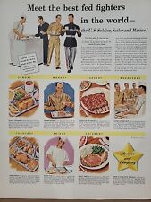 1942 Armour and Company Fortune WW2 Print Ad Q4 Soldiers Food Marines Navy ARMY picture