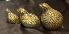 3 Solid Brass Leonard Silver Mfg. Co Quail Partridge Paperweights Made In Korea picture