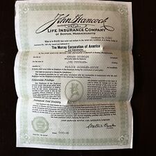1929 JOHN HANCOCK LIFE INSURANCE POLICY CERTIFICATE MURRAY CORPORATION $2,000 picture