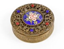 Antique YARDLEY French Gilt Filigree & Enamel Brass Compact Box Floral picture
