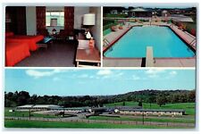 c1950's Baker's Motel Norwich Ohio OH, Pool And Room Multiview Vintage Postcard picture
