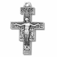Religious Gifts Sterling Silver San Damiano Crucifix Cross Pendant, 1 Inch picture