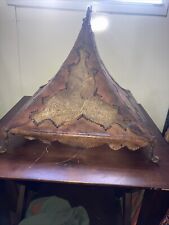 MOROCCAN VINTAGE  ANTIQUE HANDCRAFTED PYRAMID LAMP GOATSKIN & IRON RARE see Pics picture