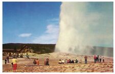 POSTCARD Old Faithful Geyser and Inn Yellowstone National Park Audience Wyoming picture