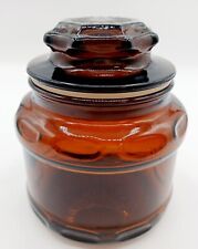 Vintage Small Amber Brown Color Lidded Glass Apothecary Jar 4 1/4